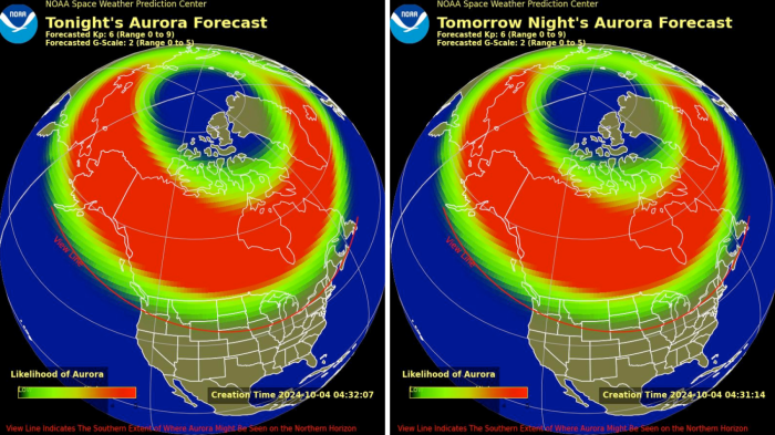 Northern lights forecast for tonight